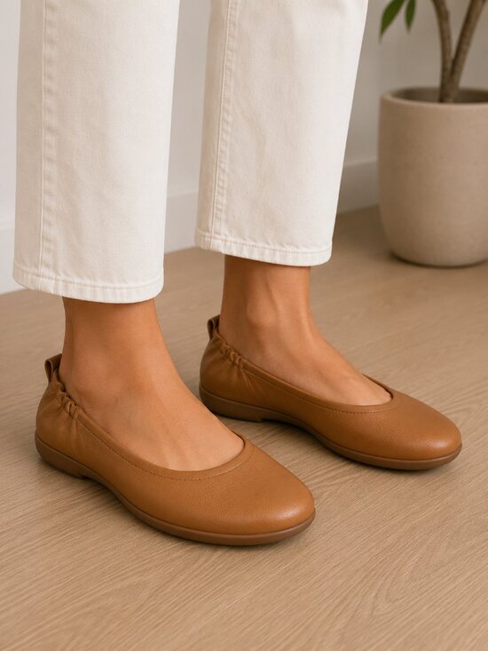Fitflop Shoes - FITFLOP Allegro Ballet Flat Tan Leather Slip-on Sz 6.5